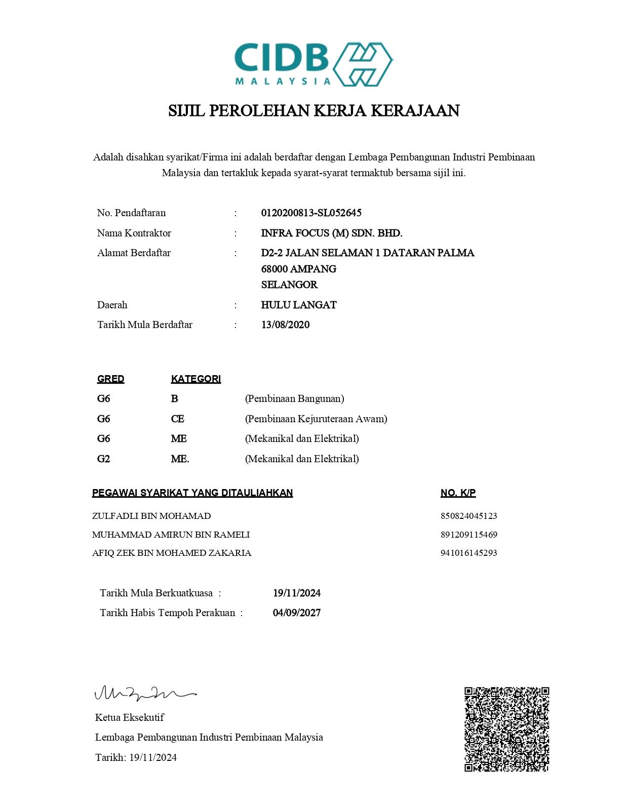 CIDB Certificate 2