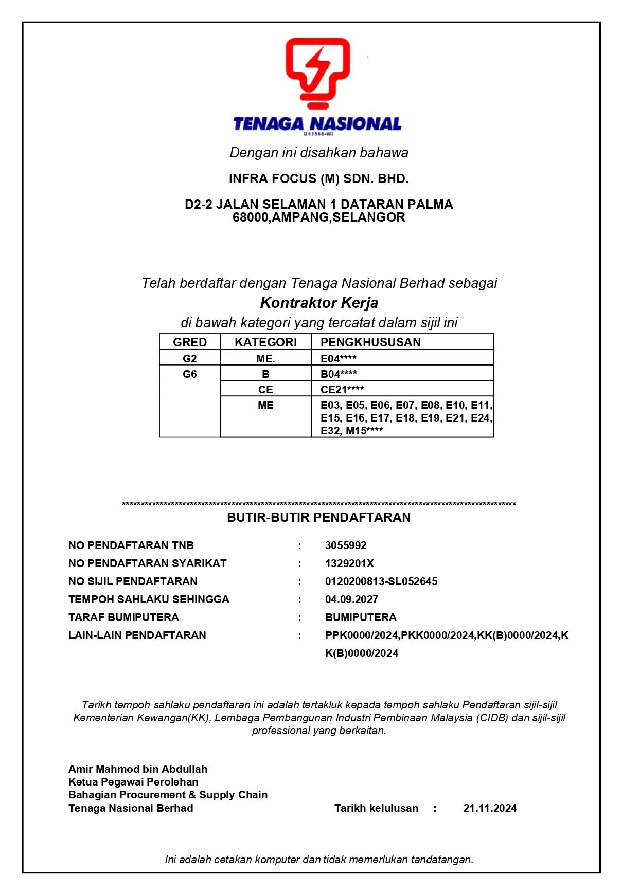 TNB Certificate